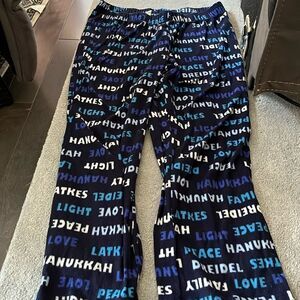 Hanukkah, please pants L woman jammies for your families 100% polyester blue